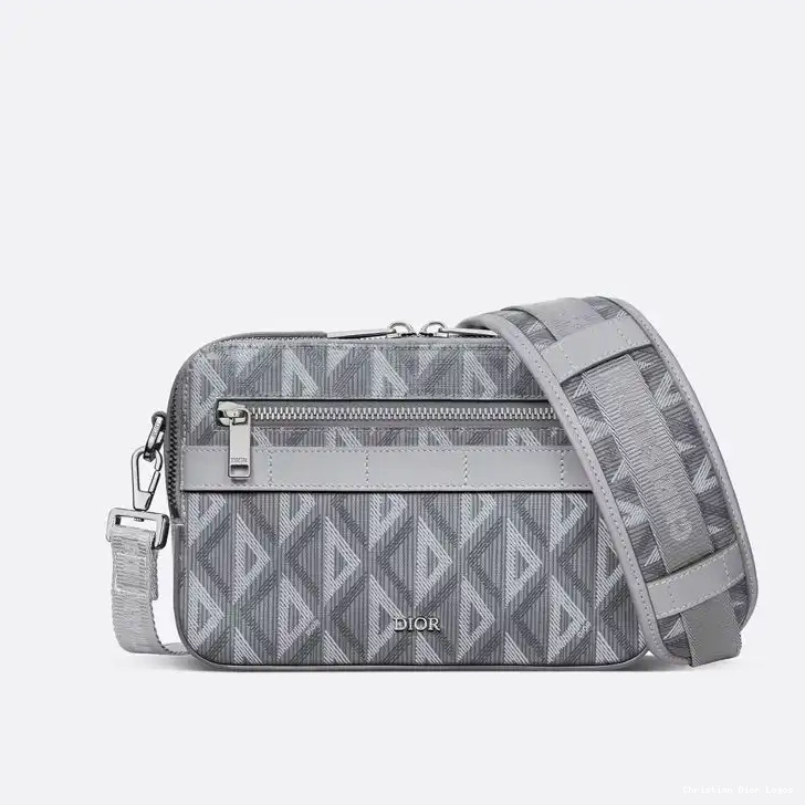 Grey Dior Safari CD Motif Canvas Messenger Diamond 0425 Luxury